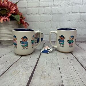 NWT sunday morning Mug Set teddy bears dressed in sporty athleisure